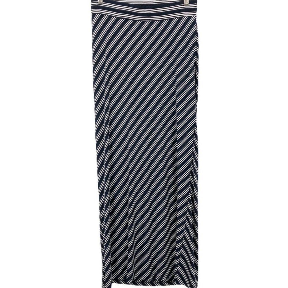 Ann Taylor Navy & White Diagonal Striped Maxi Skirt - Picture 3 of 7